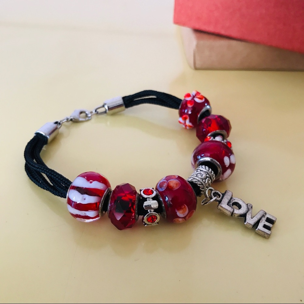 Red Charm Bead Bracelet